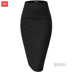 Stretchy Office Pencil Skirt Made in USA, Knee-Length Professional Fit